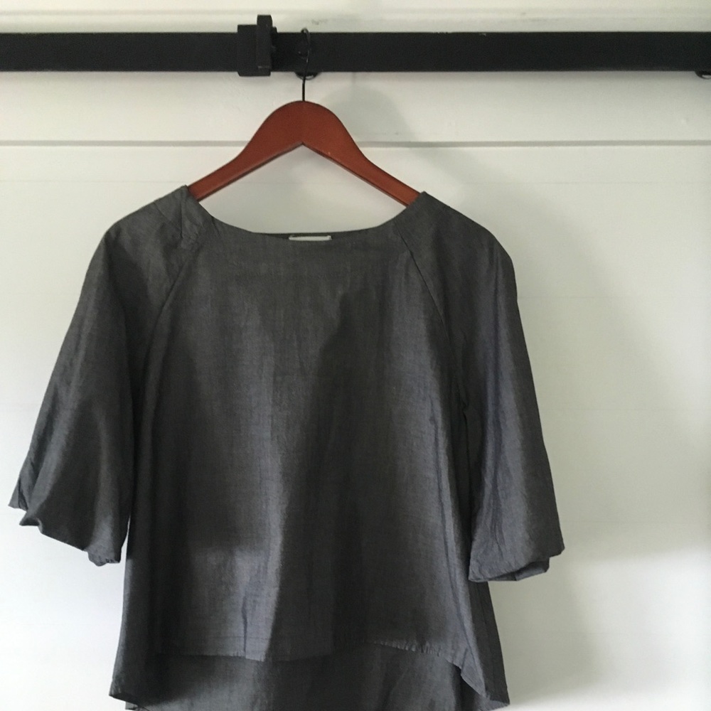 Mod ref grey balloon sleeve blouse
